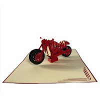 Handmade 3D Pop Up Card Red Motorbike Birthday Father's Day Wedding Anniversary Valentine's Day Graduation Leaving Blank Transportation Card